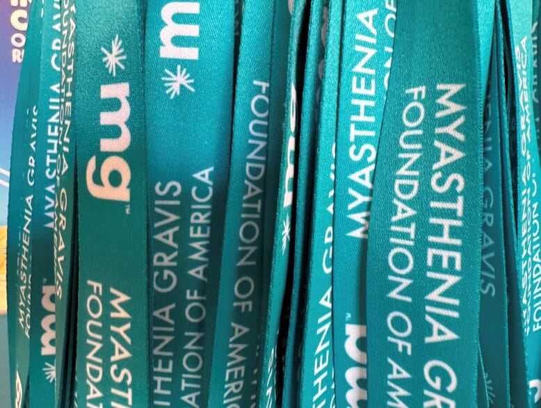 Lanyards with the Myasthenia Gravis Foundation of America's logo