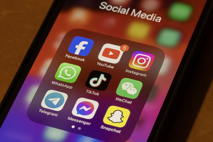 Social media apps on a phone screen