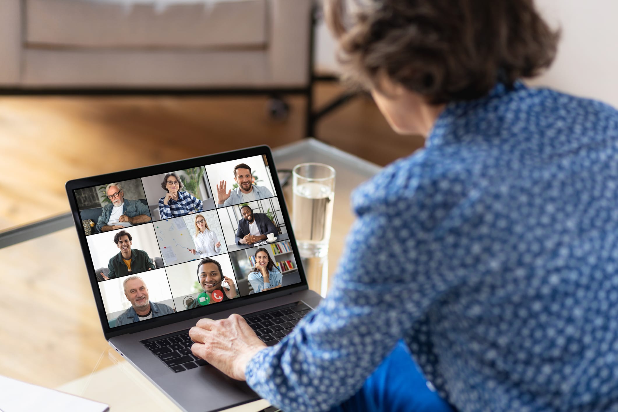 Person watching panel discussion webinar